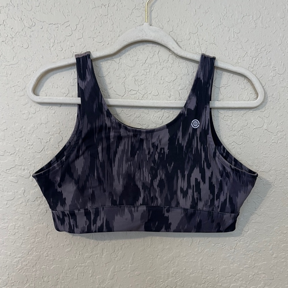 Max Studio Charcoal and Black Performance sports bra v